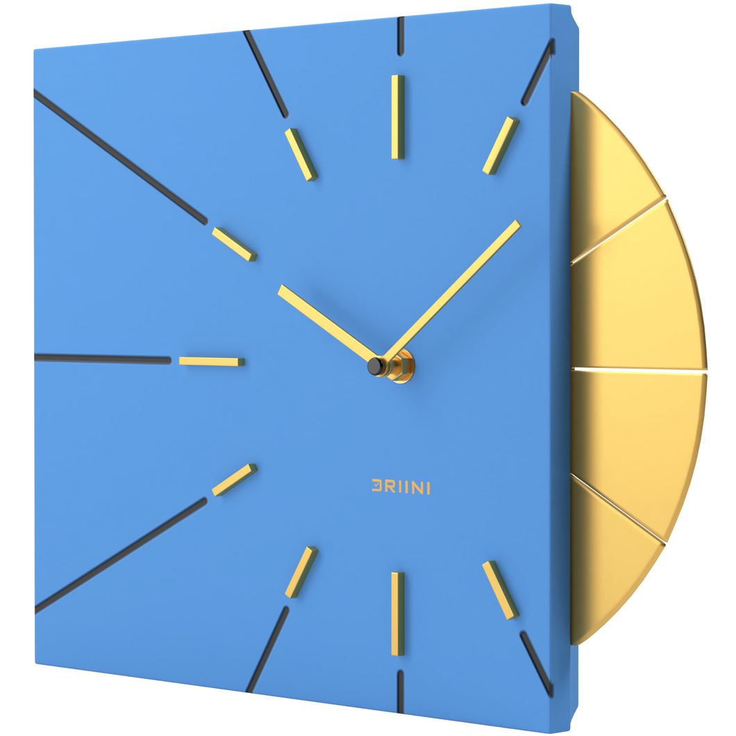 Driini Modern Retro-Modern Wood Square Analog Clock (Blue)