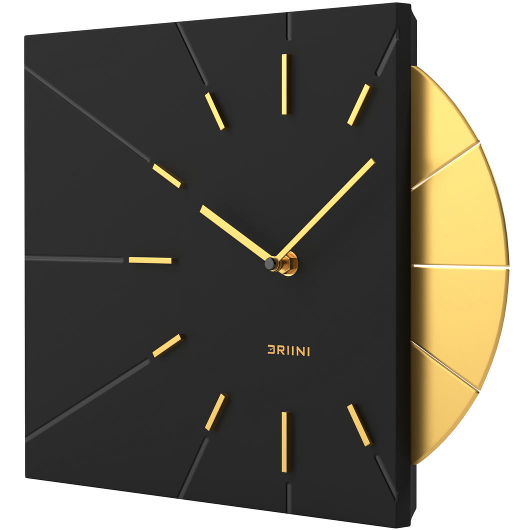 Driini Modern Retro-Modern Wood Square Analog Clock (Black)