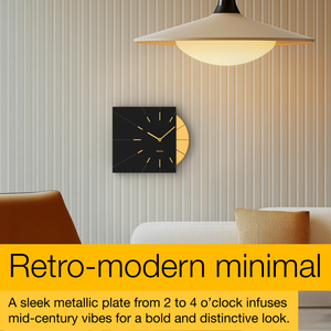 Driini Modern Retro-Modern Wood Square Analog Clock (Black)