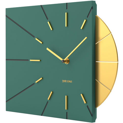 Driini Modern Retro-Modern Wood Square Analog Clock (Green)