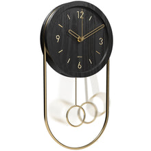 Load image into Gallery viewer, Driini Decorative Modern Wall Clock with Pendulum (Black)