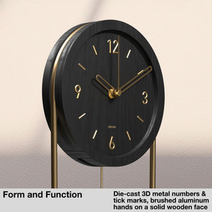 Driini Decorative Modern Wall Clock with Pendulum (Black)