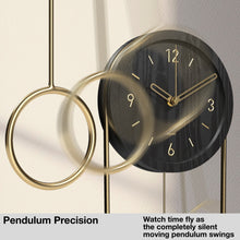 Load image into Gallery viewer, Driini Decorative Modern Wall Clock with Pendulum (Black)