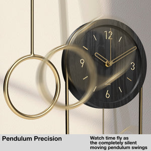 Driini Decorative Modern Wall Clock with Pendulum (Black)