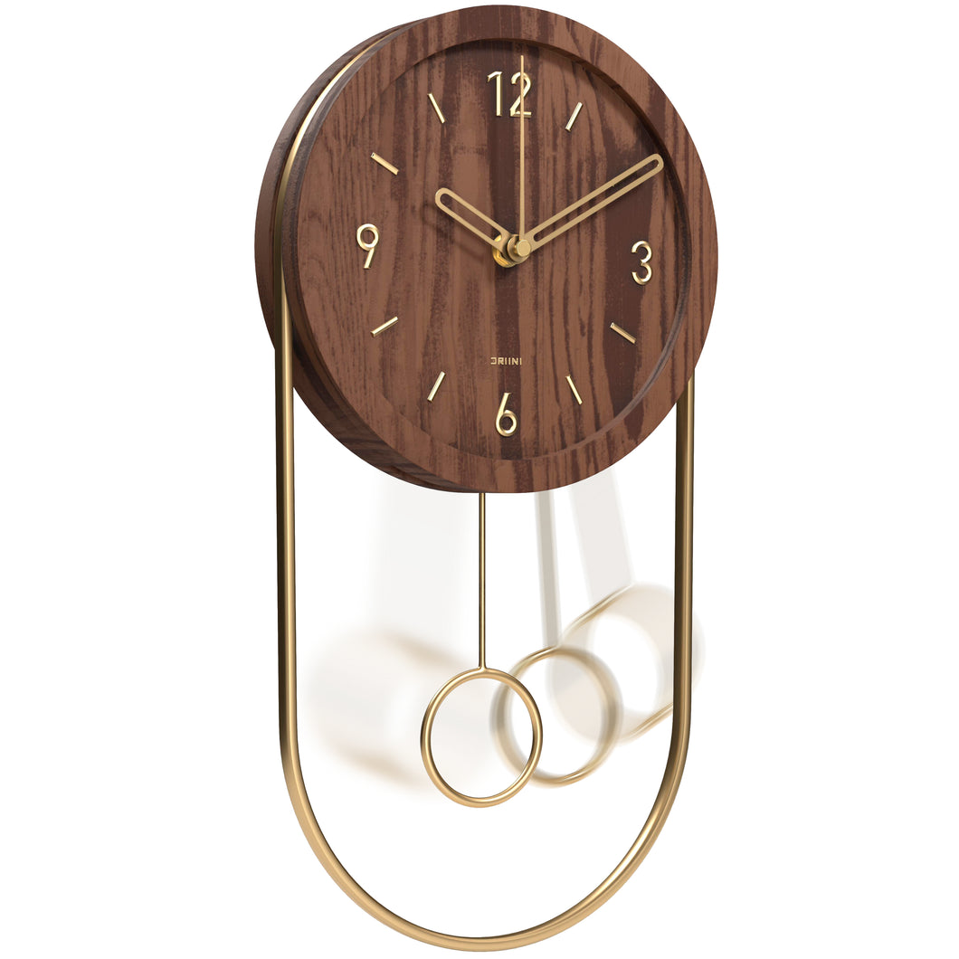 Driini Decorative Modern Wall Clock with Pendulum (Dark)