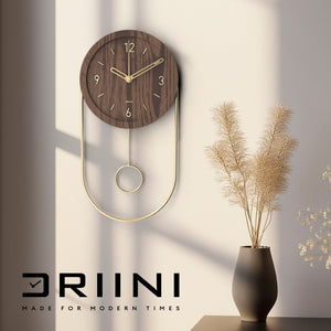 Driini Decorative Modern Wall Clock with Pendulum (Dark)