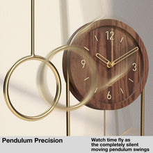 Load image into Gallery viewer, Driini Decorative Modern Wall Clock with Pendulum (Dark)