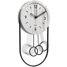 Load image into Gallery viewer, Driini Decorative Modern Wall Clock with Pendulum (White)