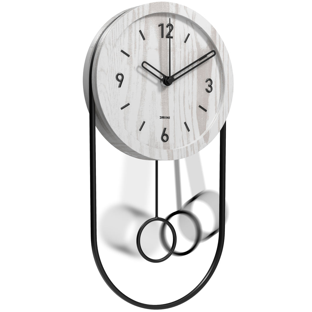 Driini Decorative Modern Wall Clock with Pendulum (White)