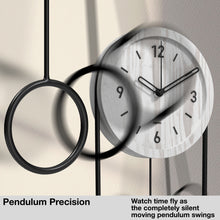 Load image into Gallery viewer, Driini Decorative Modern Wall Clock with Pendulum (White)