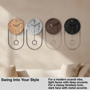 Driini Decorative Modern Wall Clock with Pendulum (White)